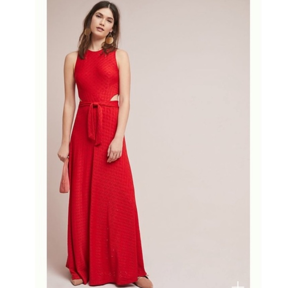 Anthropologie Hutch Red Cut Out Maxi Dress